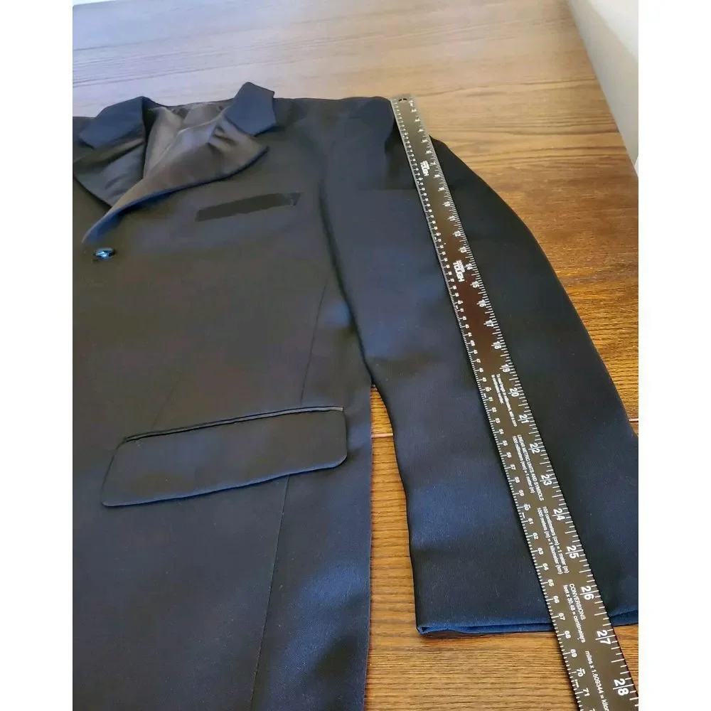 Vittorio St. Angelo Milan Men's Black Tuxedo Blazer Jacket Formal 46R Satin Trim - Picture 7 of 16